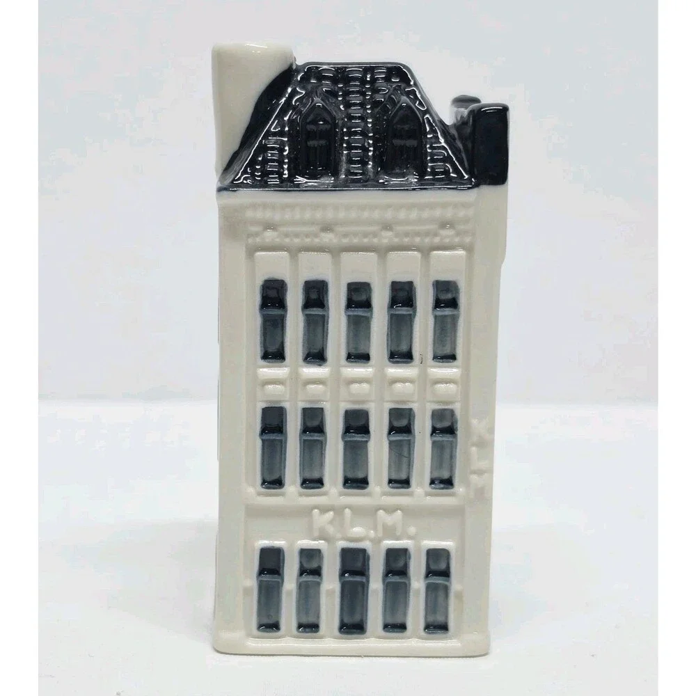 KLM Bols Delfts #75 Royal Dutch Airlines First Class ceramic house Bottle Empty
